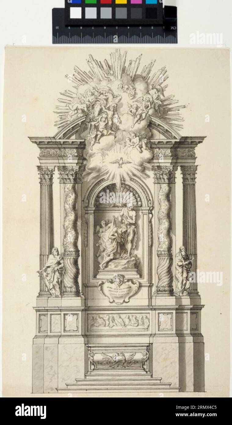 Altare con un gruppo scultoreo. Battesimo di Cristo di Gustaf Palmcrantz Foto Stock