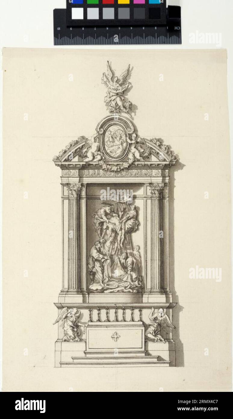 Altare con un gruppo scultoreo. Discesa dalla croce di Gustaf Palmcrantz Foto Stock