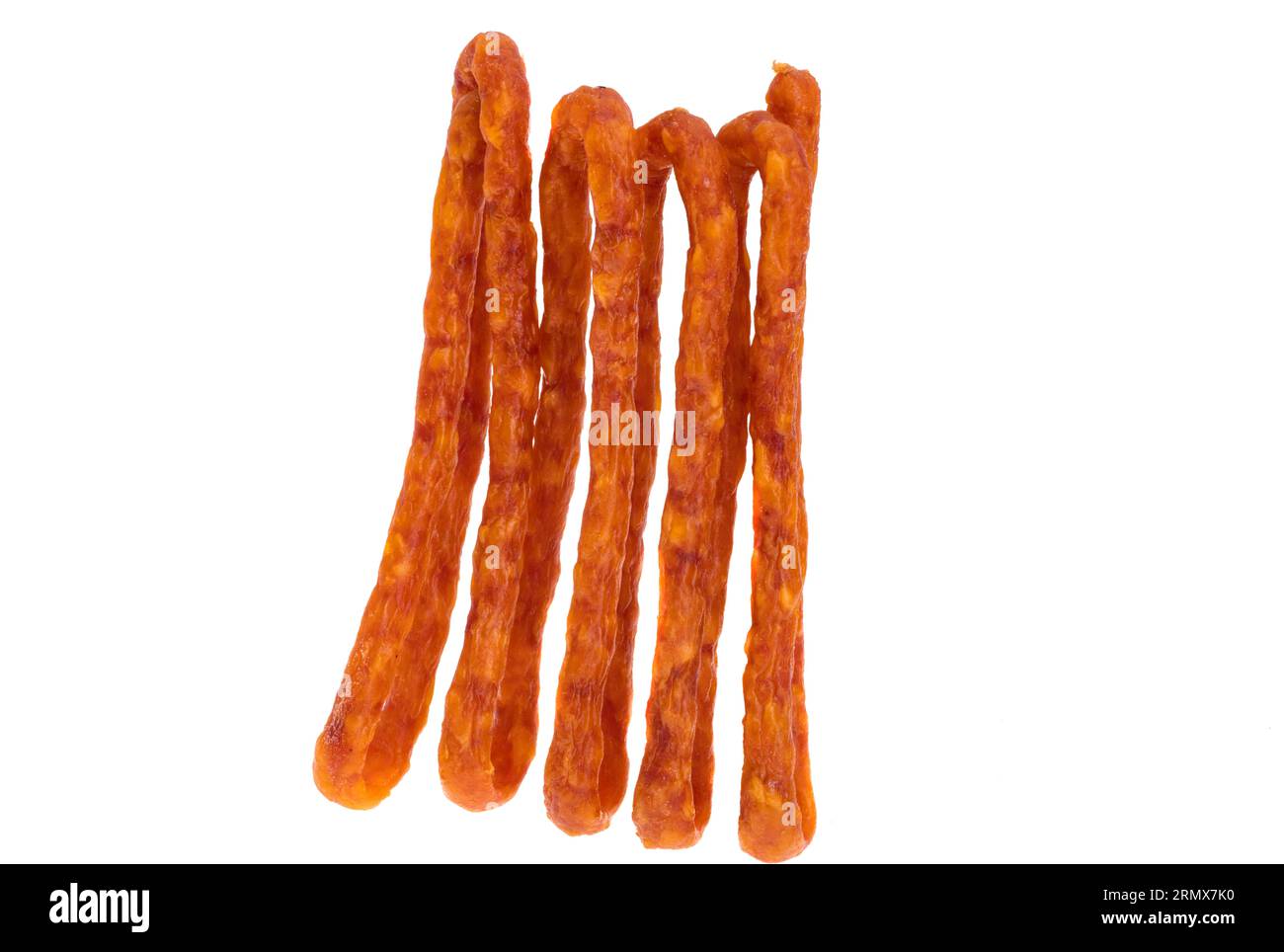 salsicce da caccia isolate su sfondo bianco Foto Stock