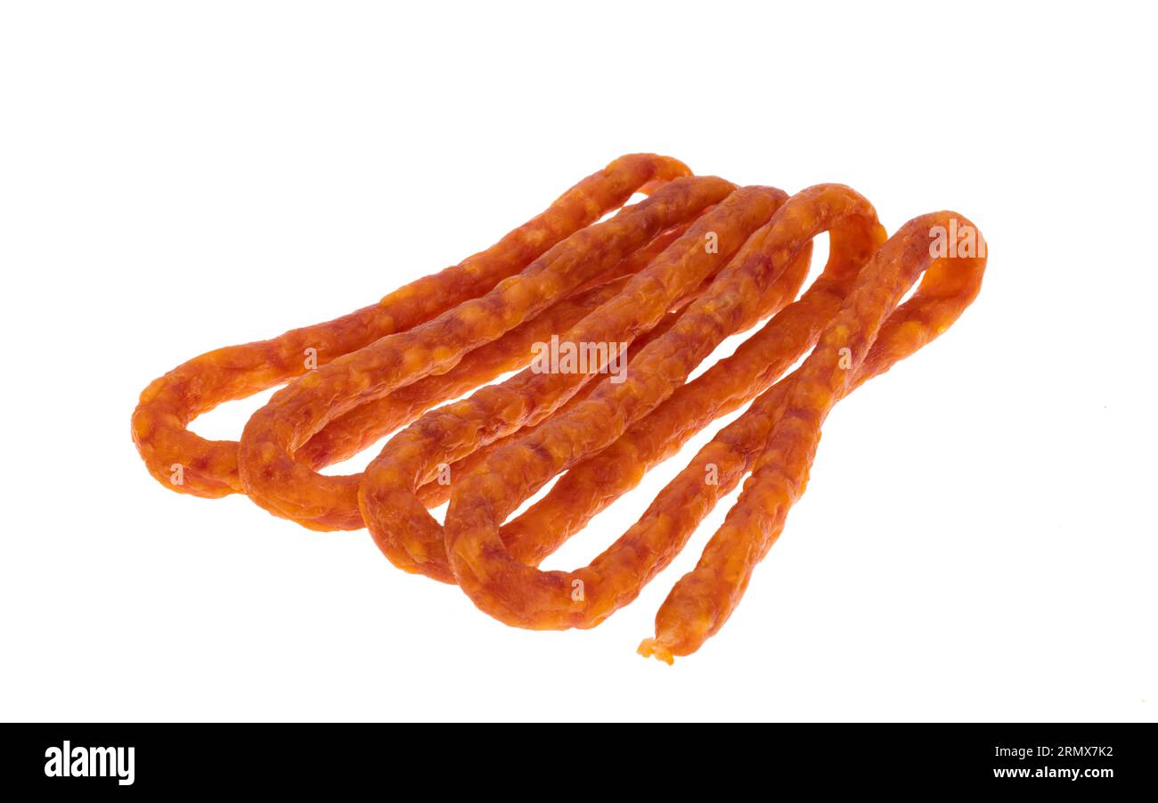 salsicce da caccia isolate su sfondo bianco Foto Stock