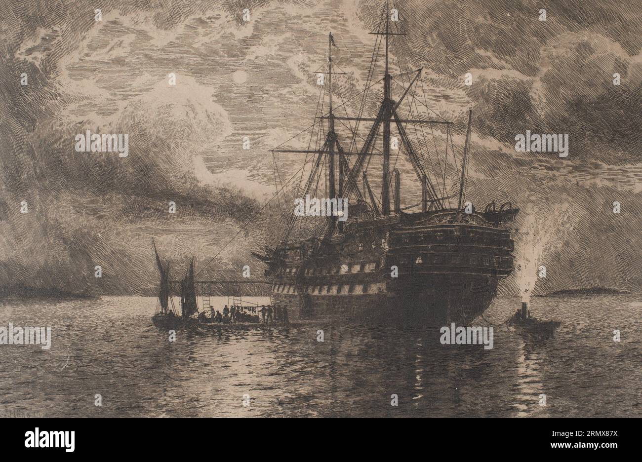 La nave di linea come nave scuola a Bollesund 1880 di Jacob Hägg Foto Stock