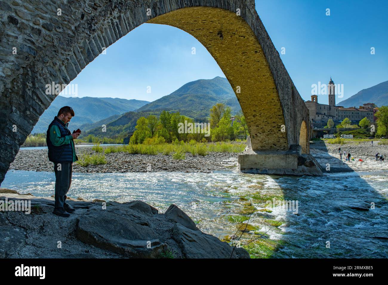 Bobbio, provincia di Piacenza: Ponte Vecchio Foto Stock