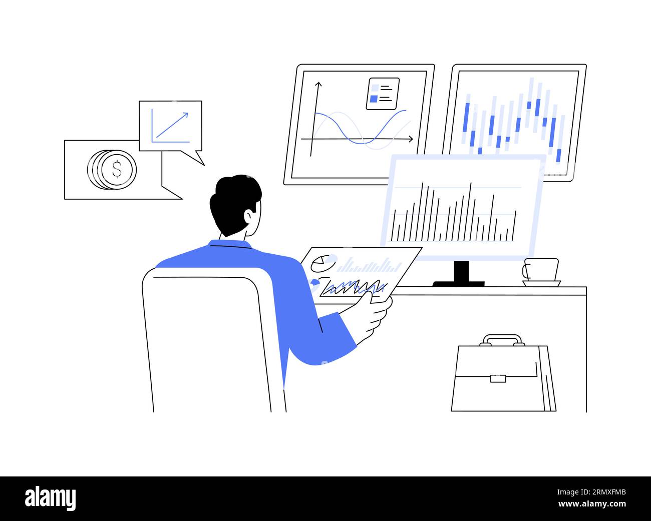 Strategia di investimento basata sui dati illustrazione astratta del vettore concettuale. Illustrazione Vettoriale