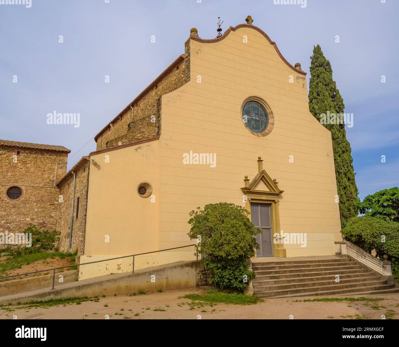 Chiesa di Santa Eulàlia de Roncana (Vallès Oriental, Barcellona, Catalogna, Spagna) ESP: Iglesia de Santa Eulàlia de Roncana (Vallès Oriental, España) Foto Stock