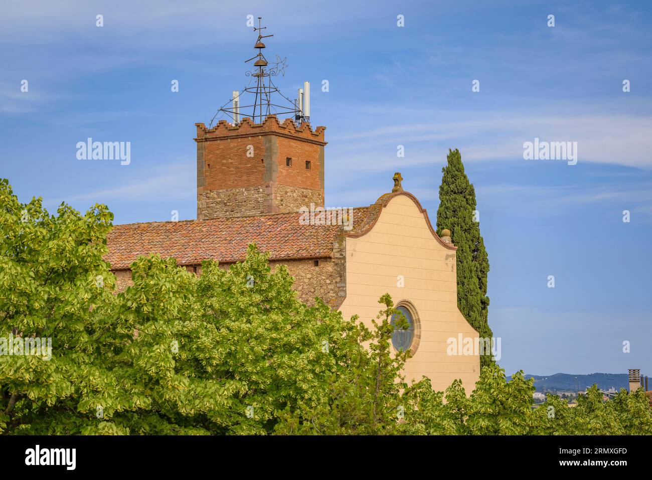 Chiesa di Santa Eulàlia de Roncana (Vallès Oriental, Barcellona, Catalogna, Spagna) ESP: Iglesia de Santa Eulàlia de Roncana (Vallès Oriental, España) Foto Stock