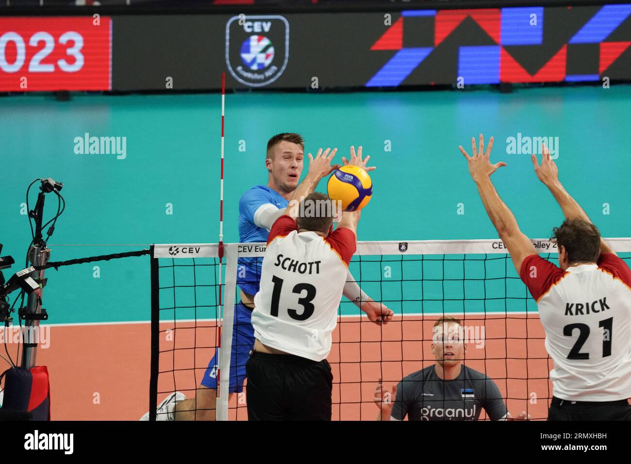 Perugia, Italia. 30 agosto 2023. Men - Germany vs Estonia, incontro internazionale di pallavolo a Perugia, Italia, agosto 30 2023 credito: Independent Photo Agency/Alamy Live News Foto Stock