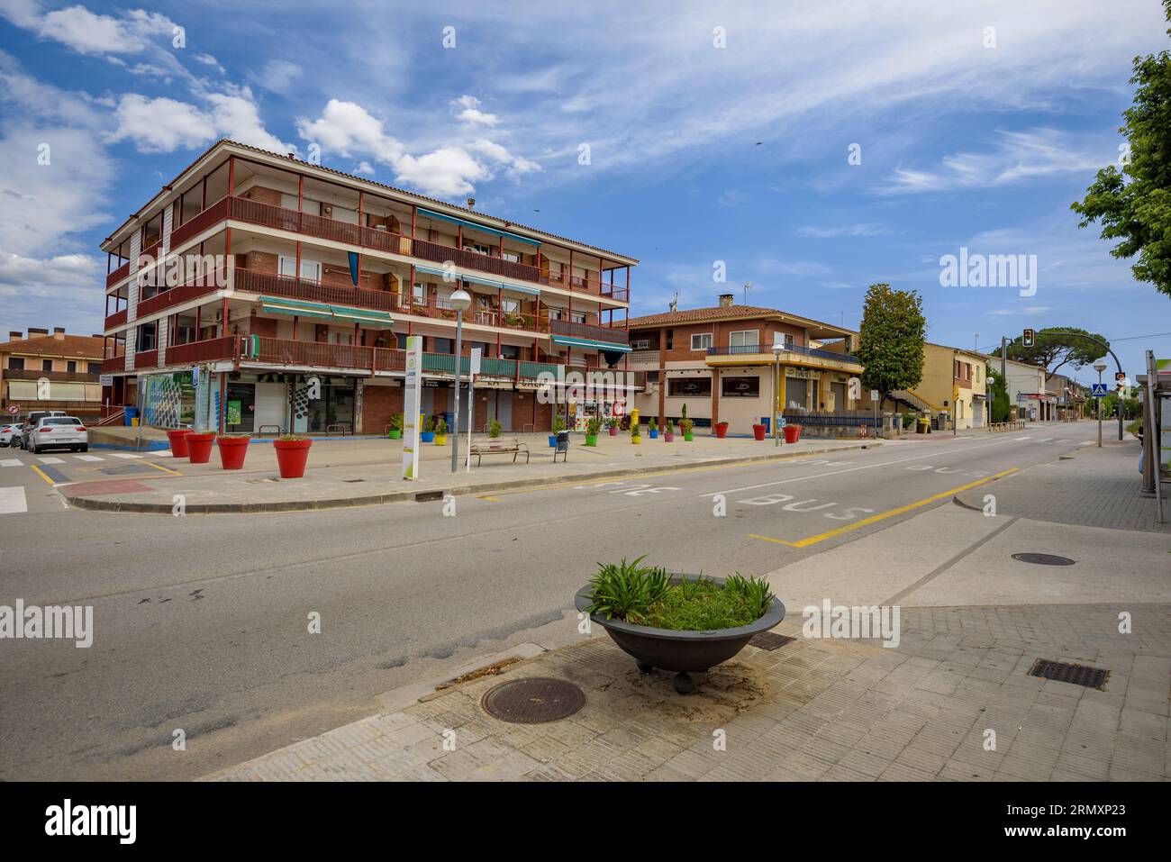 Centro urbano di Santa Eulàlia de Roncana (Vallès Oriental, Barcellona, Catalogna, Spagna) ESP: Núcleo urbano de Santa Eulàlia de Roncana (España) Foto Stock