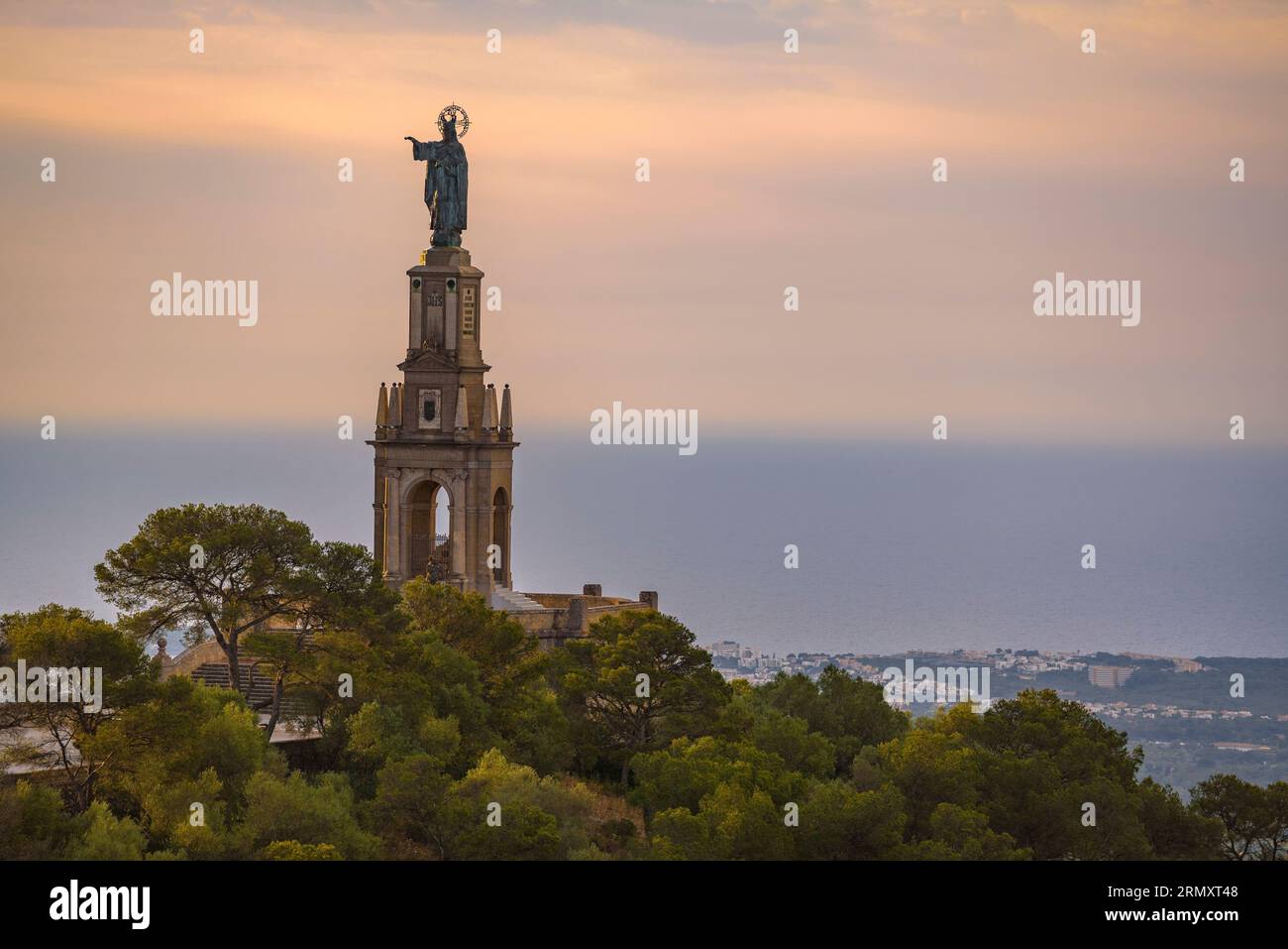 Monumento di Cristo Re sulla montagna di Sant Salvador, a Felanitx (Maiorca, Isole Baleari, Spagna), ESP: Monumento de Cristo Rey, Felanitx Foto Stock