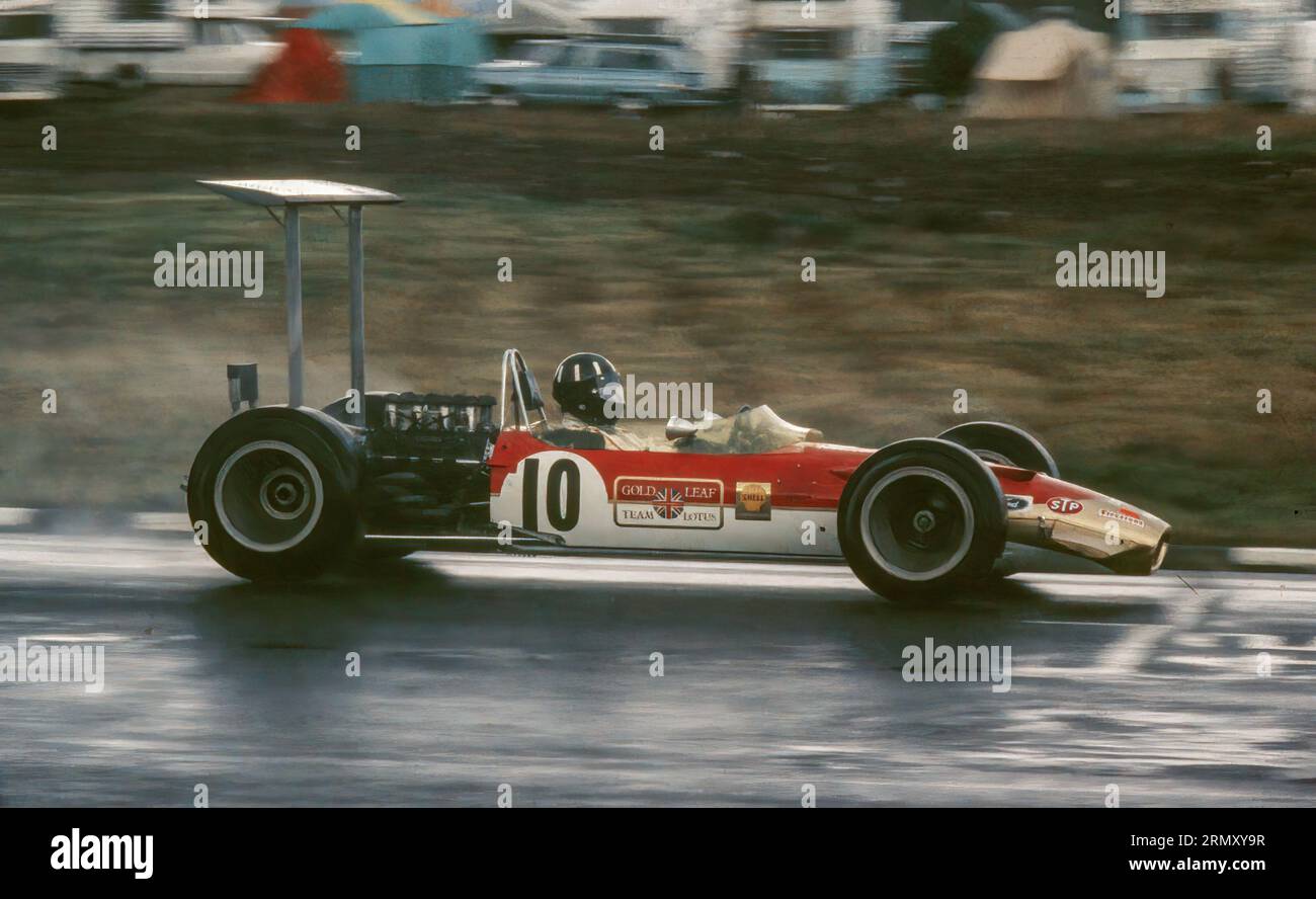 Graham Hill su una Lotus Ford al Gran Premio di Formula 1 Watkins Glen 1968, partì 3°, terminò 2° Foto Stock