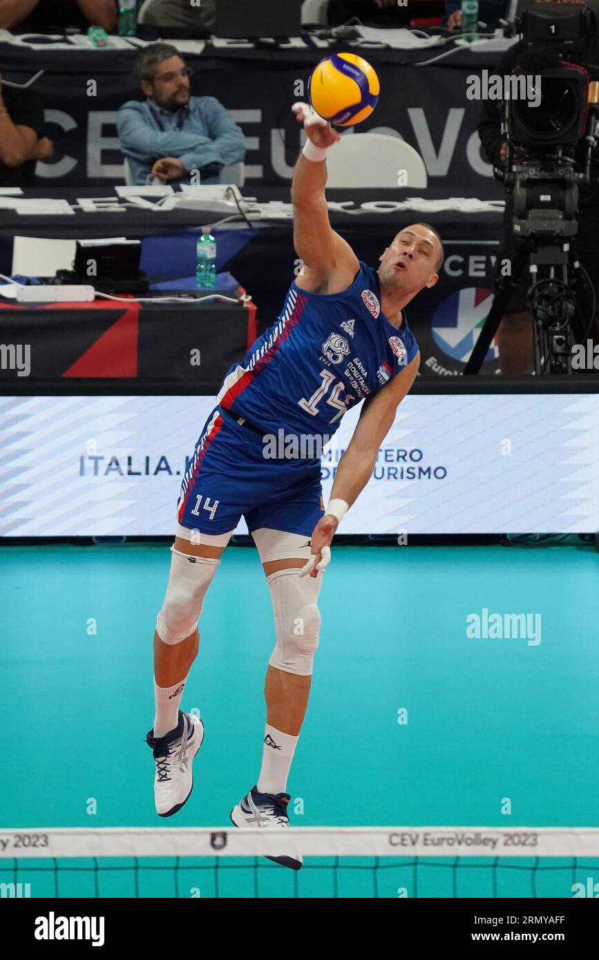 Perugia, Italia. 30 agosto 2023. Men - Svizzera vs Serbia, incontro internazionale di pallavolo a Perugia, Italia, agosto 30 2023 credito: Independent Photo Agency/Alamy Live News Foto Stock