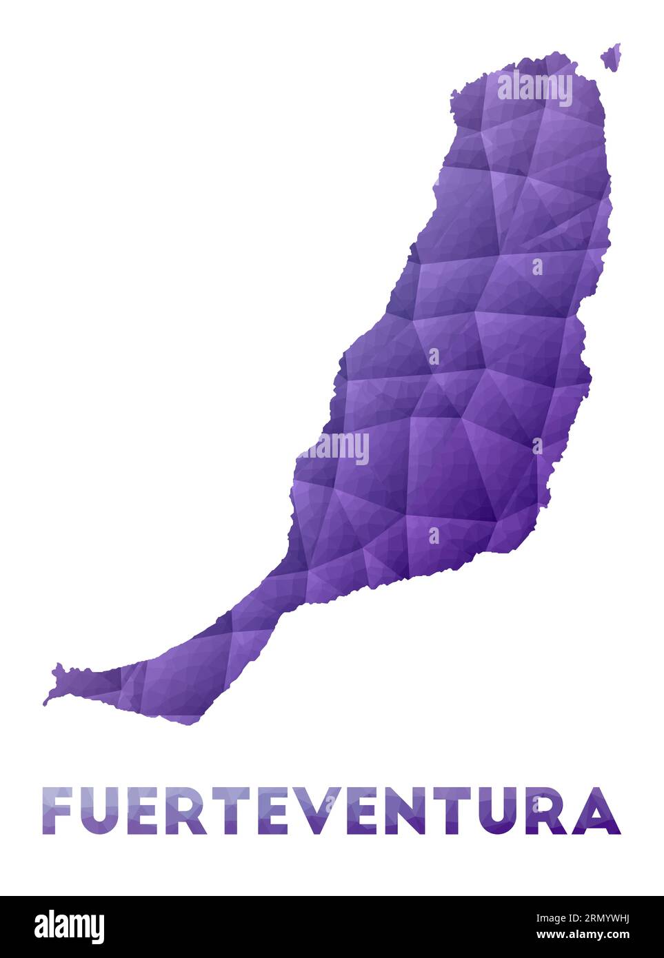Mappa di Fuerteventura. Bassa illustrazione poliedrica dell'isola. Design geometrico viola. Illustrazione del vettore poligonale. Illustrazione Vettoriale