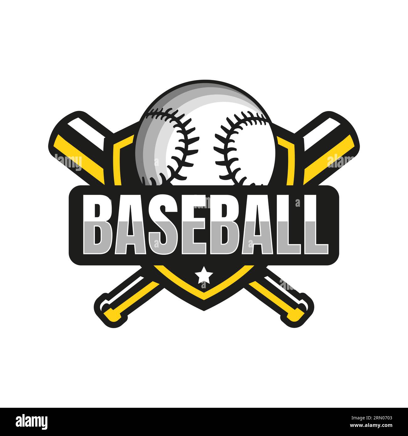 Logo ispirato all'American Sports Baseball Club, club di baseball. Con Stick, torneo con emblema della squadra di pallacanestro. Illustrazione Vettoriale