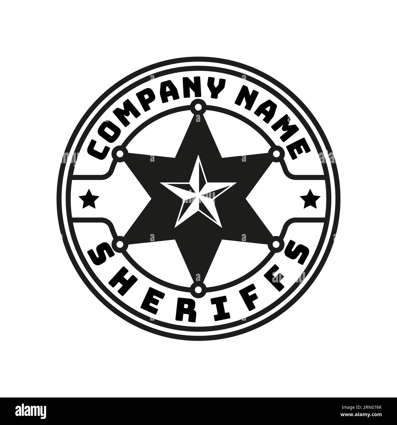 Logo vintage retro Sheriff Star Ranger emblema Country Western Cowboy. Illustrazione Vettoriale