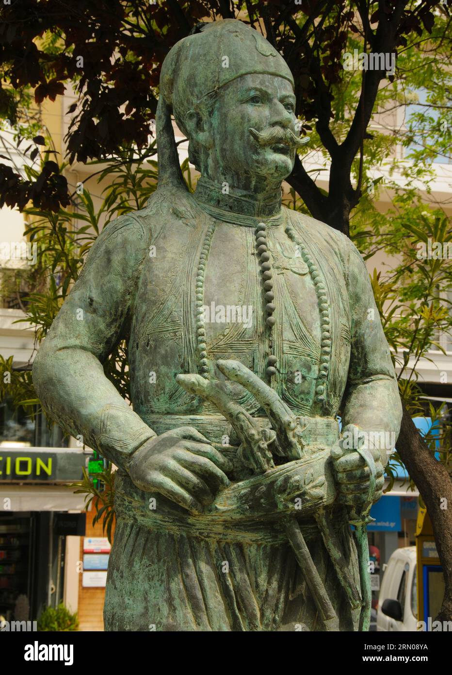 Grecia: Vasilios Chalis (1785 - 1846), leader cretese nella grande Guerra d'indipendenza (Rivoluzione greca) del 1821, Piazza 1866, la Canea (Hania), Creta. La Guerra d'indipendenza greca, nota anche come Rivoluzione greca o Rivoluzione greca del 1821, fu una guerra d'indipendenza di successo dei rivoluzionari greci contro l'Impero ottomano tra il 1821 e il 1829. Tuttavia, la partecipazione cretese alla rivoluzione fu ampia, ma non riuscì a ottenere la liberazione dal dominio turco a causa dell'intervento egiziano sull'isola. Foto Stock