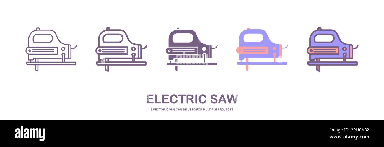 Icona vettoriale piatta della sega circolare con disco dentato in acciaio. Utensile manuale elettrico per il taglio di legno o metallo. Attrezzature per l'edilizia. illustrazione vettoriale Illustrazione Vettoriale