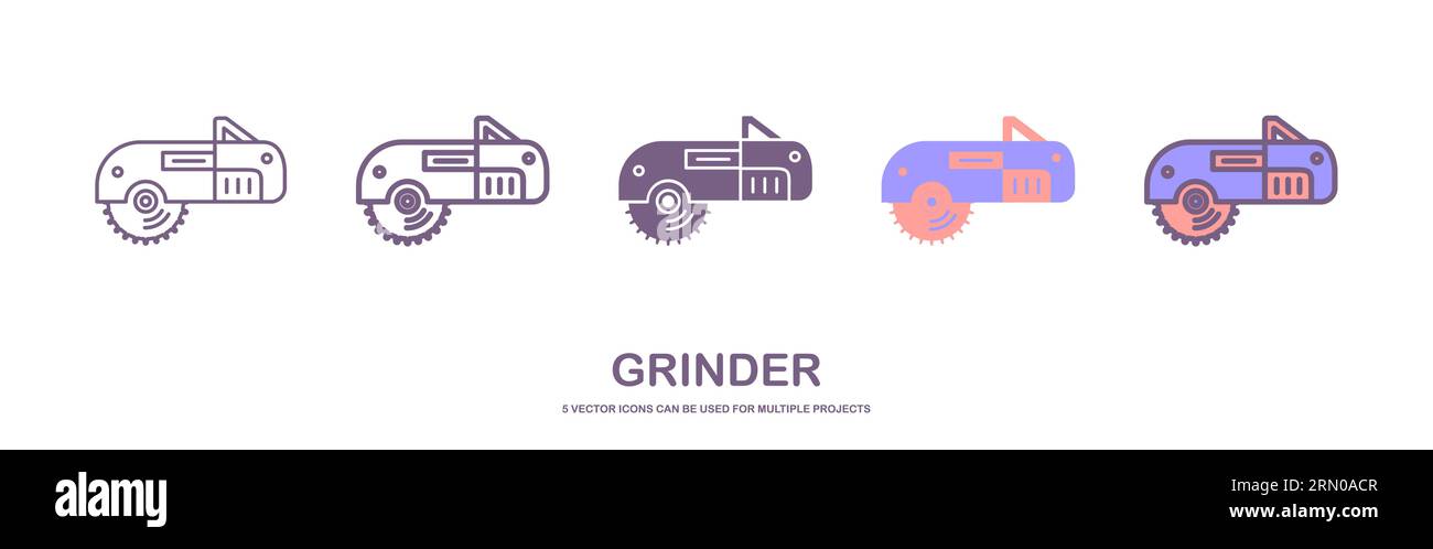 Icona vettoriale piatta della sega circolare con disco dentato in acciaio. Utensile manuale elettrico per il taglio di legno o metallo. illustrazione vettoriale della smerigliatrice. Illustrazione Vettoriale