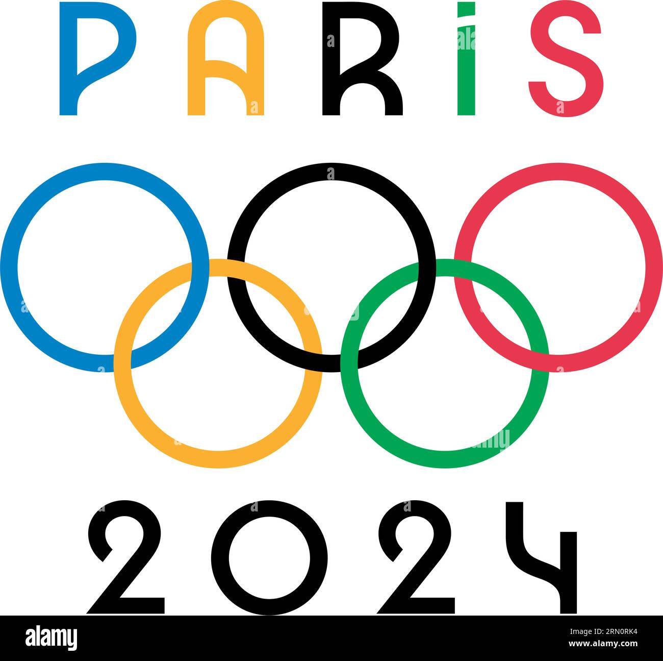 Ucraina, Charkiv - 2 agosto 2023. Parigi, Francia, 2024 Olimpiadi estive logo ufficiale. Illustrazione vettoriale dei giochi olimpici. Illustrazione Vettoriale