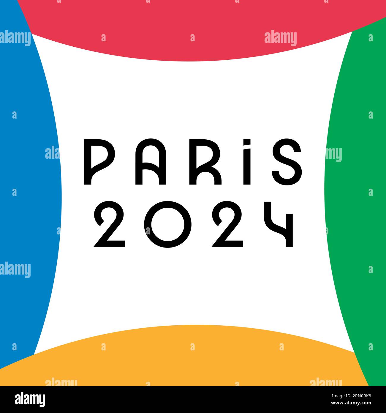 Ucraina, Charkiv - 2 agosto 2023. Parigi, Francia, 2024 Olimpiadi estive logo ufficiale. Illustrazione vettoriale dei giochi olimpici. Illustrazione Vettoriale