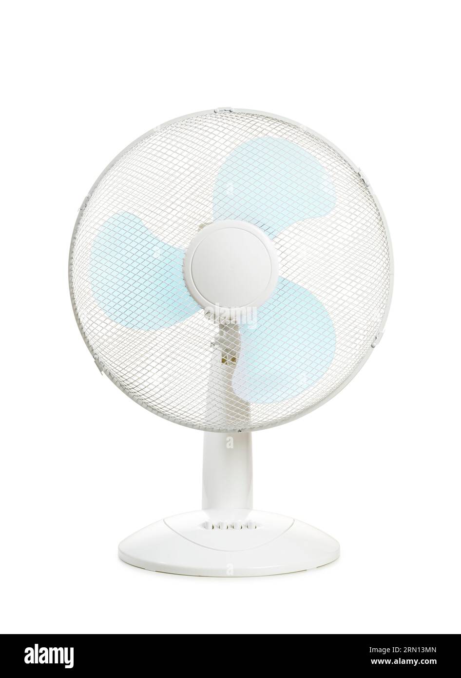 Ventola elettrica portatile isolata su sfondo bianco. Foto Stock