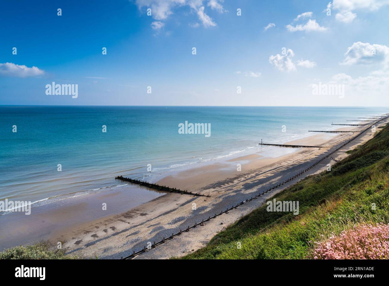 Splendida vista sulla spiaggia di Trimmingham, Norfolk settentrionale, Regno Unito Foto Stock