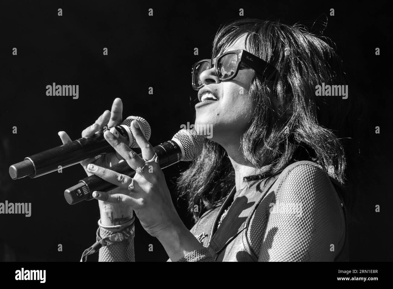 Nuha Ruby Ra Plays the Walled Garden Stage al Green Man Festival in Galles, Regno Unito, agosto 2023. Foto: Rob Watkins Foto Stock