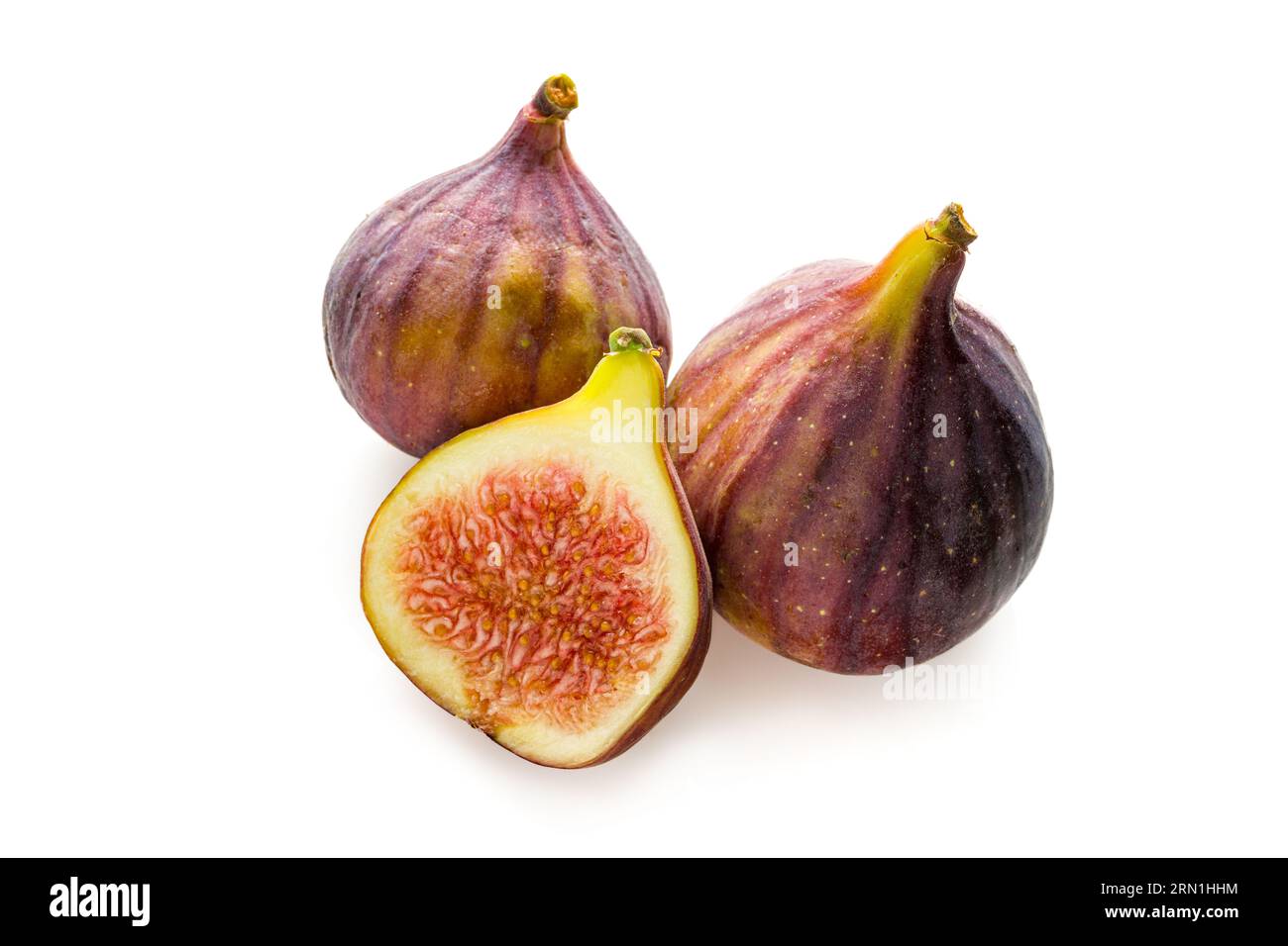 Fico organico isolato su sfondo bianco, profondità di campo completa Foto Stock