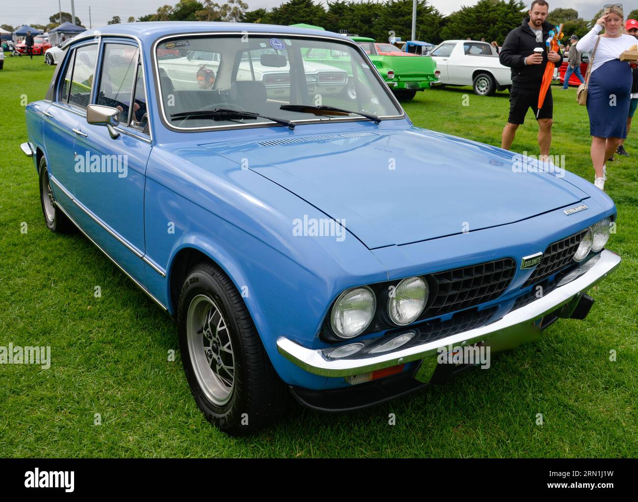 Triumph Dolomite Blue Vintage retro Show Shine Day Out, Melbourne Victoria Foto Stock