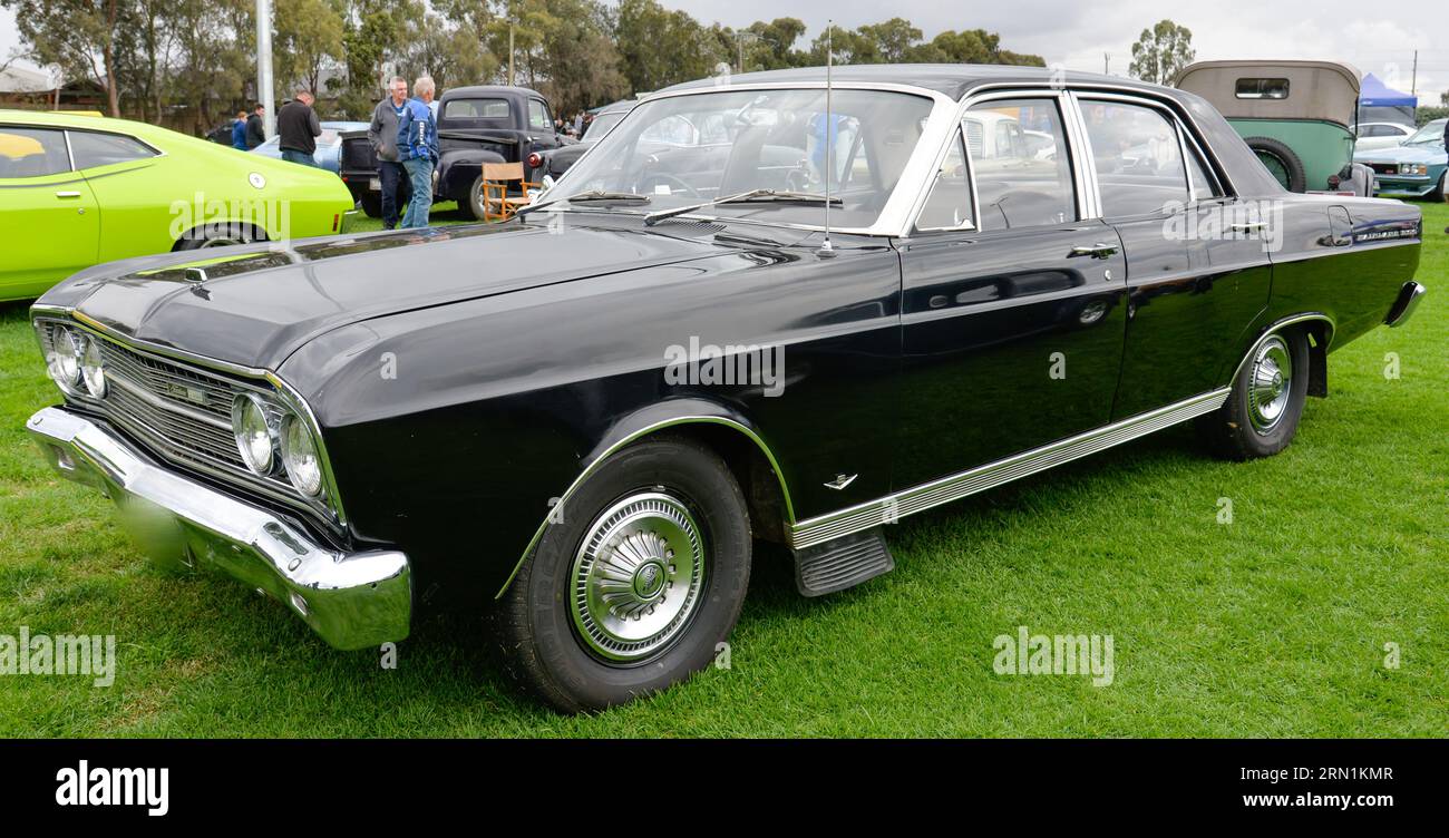 Ford XR Falcon berlina d'epoca, spettacolo retrospettivo Shine Day Out, Melbourne Victoria Foto Stock