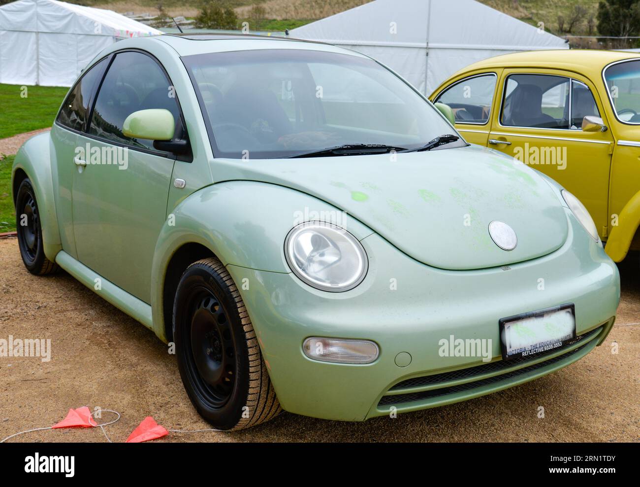 Volkswagen VW Beetle Green Vintage New Beetle retro Show Shine Day Out, Melbourne Victoria Foto Stock