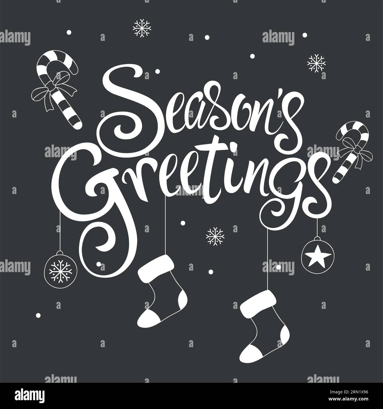 Testo scritto a mano auguri di Stagione per biglietto d'auguri, volantino, brochure, logo poster con caratteri di testo. Illustrazione Vettoriale