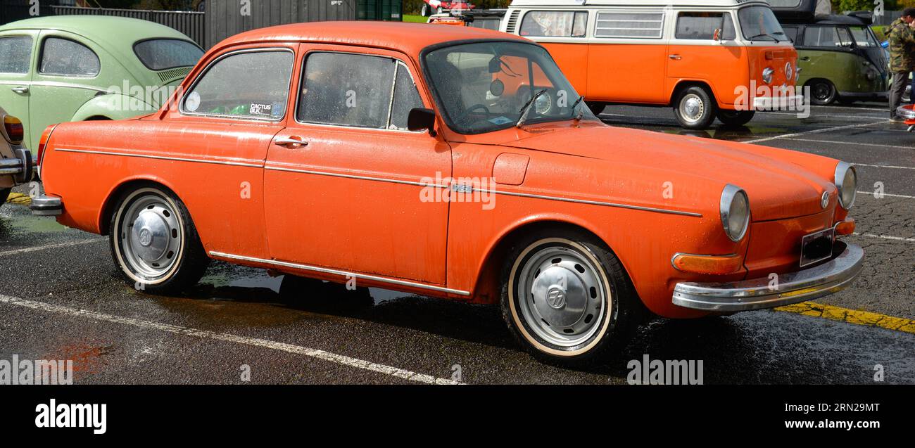 Volkswagen VW Type 3 Fastback Notchback Notch back Orange vintage retro On Show Shine, Melbourne, Victoria, Australia Foto Stock