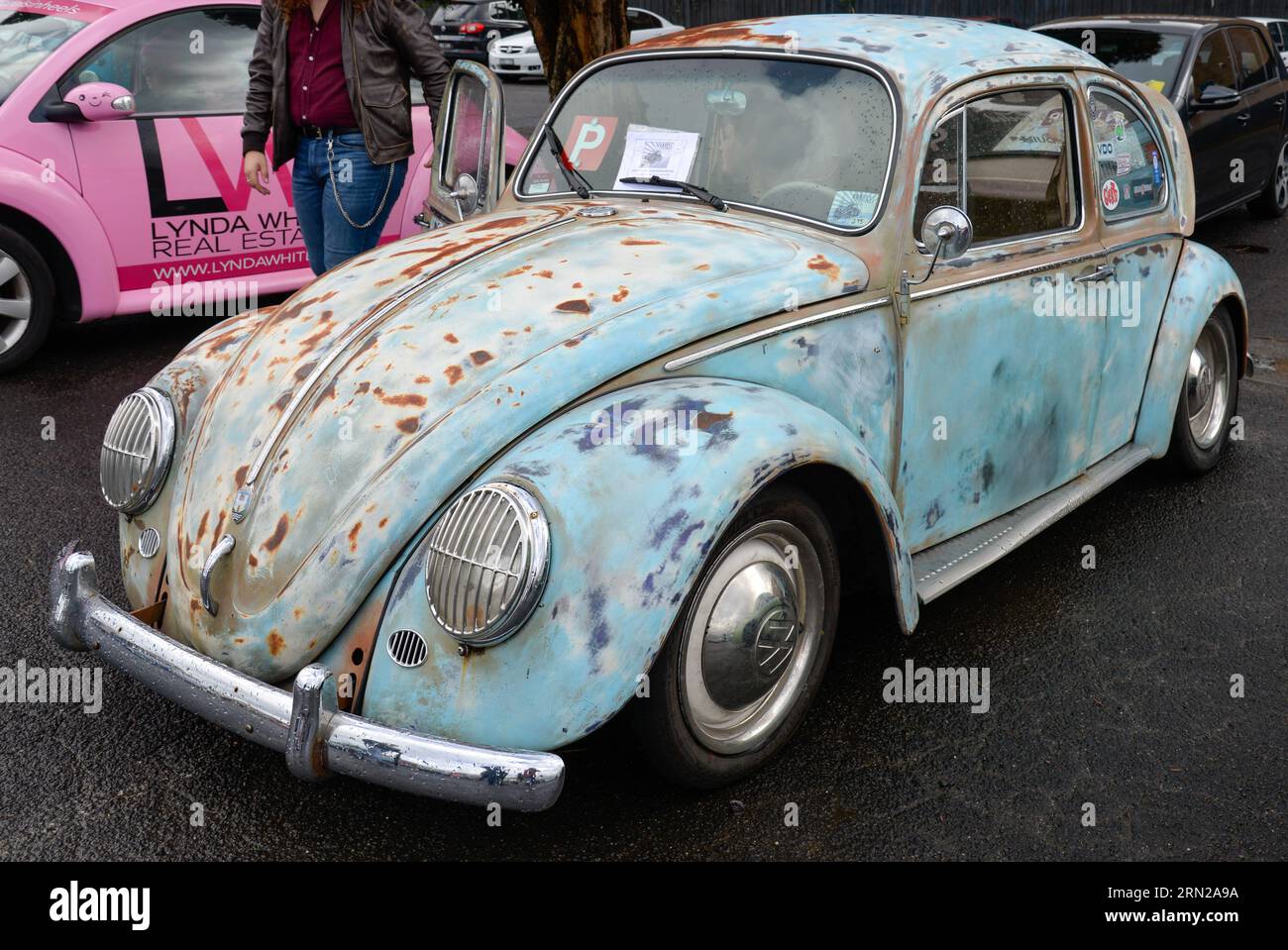 Volkswagen VW Beetle Blue Rusty Vintage retro Show Shine Day Out, Melbourne Victoria Foto Stock