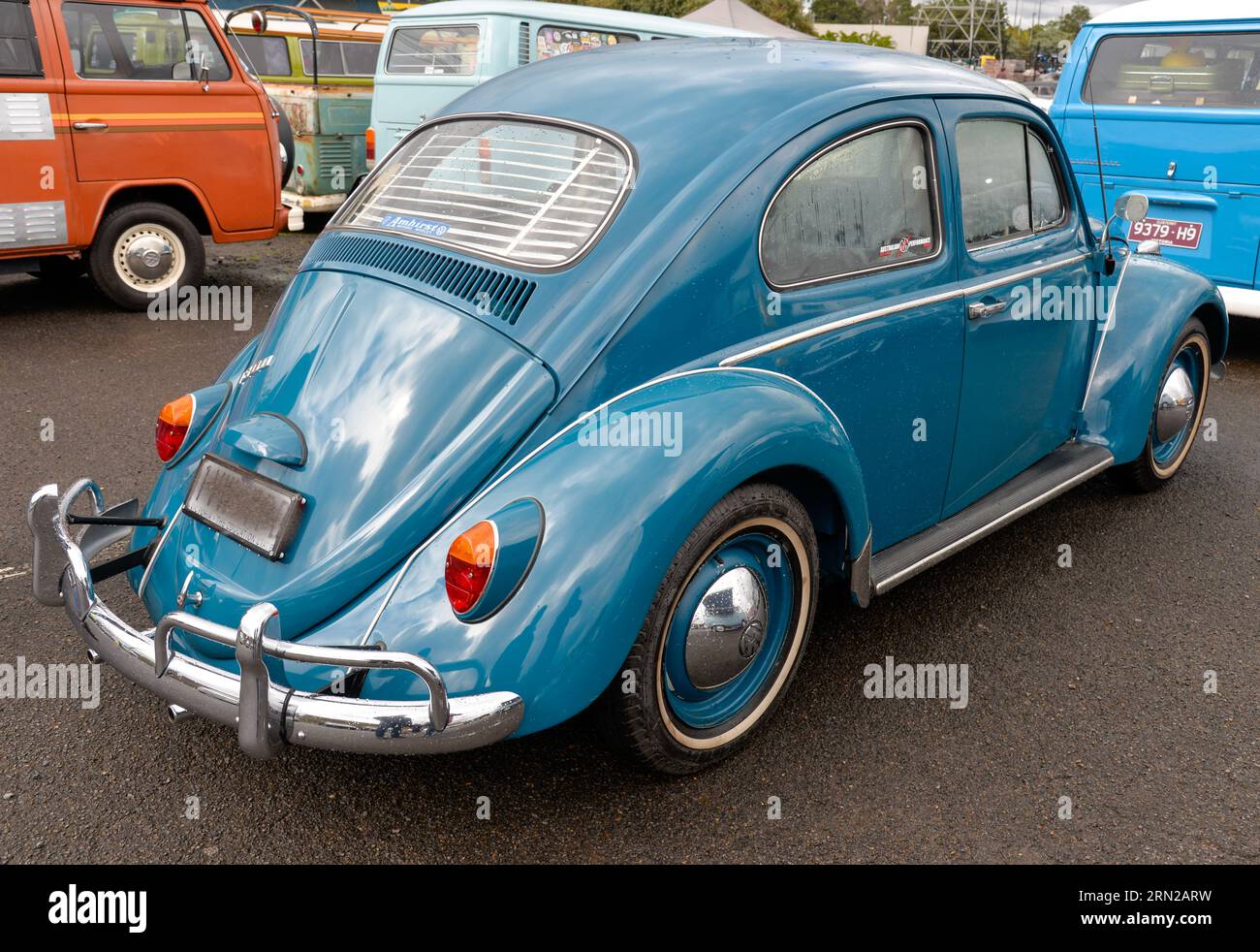 Volkswagen VW Beetle Blue vintage retro Show Shine Day Out, Melbourne Victoria Foto Stock