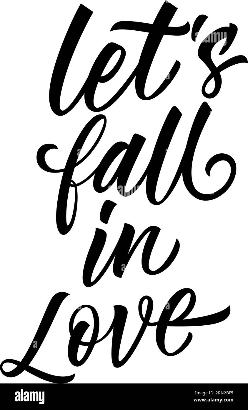 Let Fall in Love Lettering Illustrazione Vettoriale