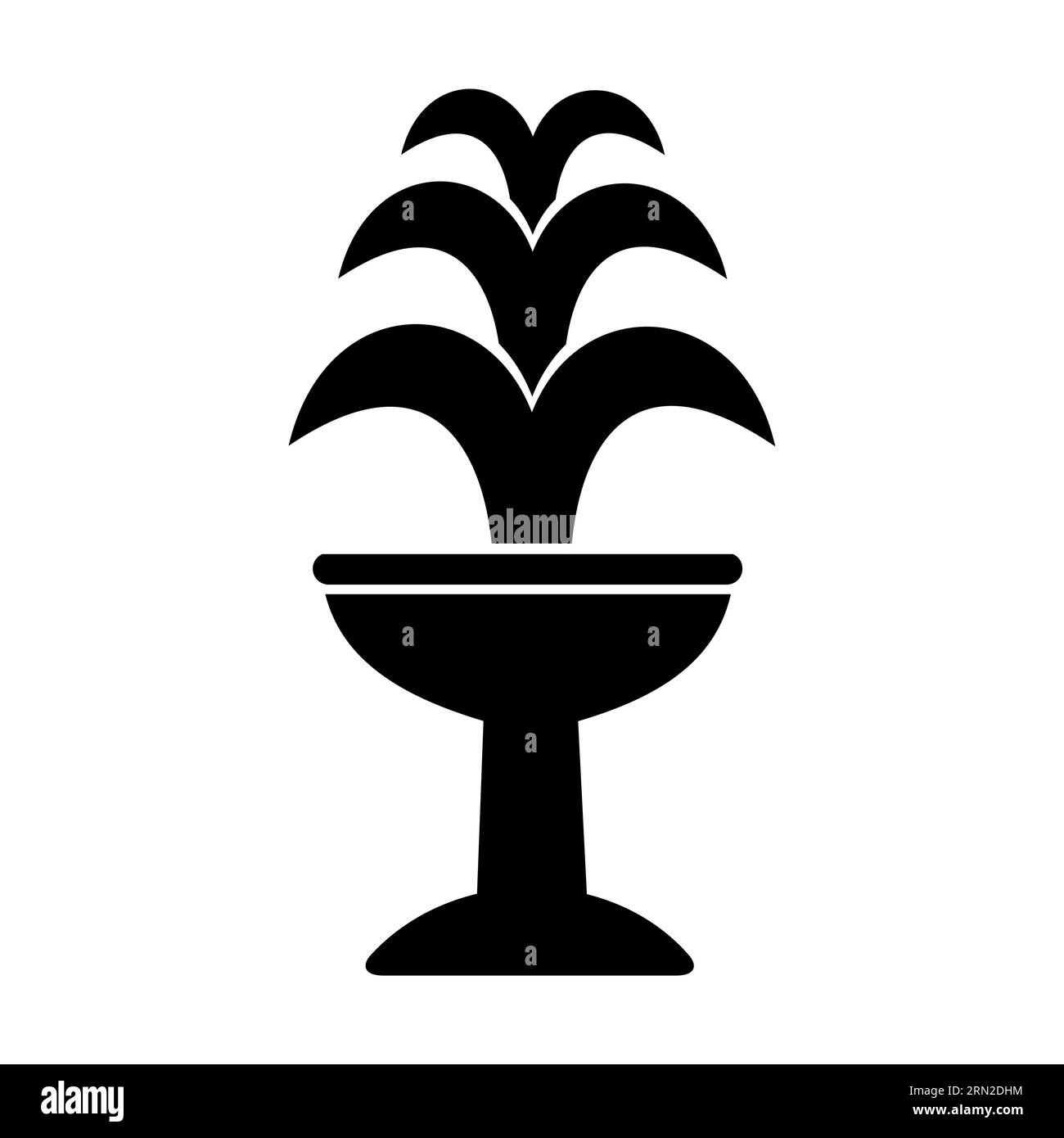 Silhouette nera di fontana decorativa isolata su bianco Illustrazione Vettoriale