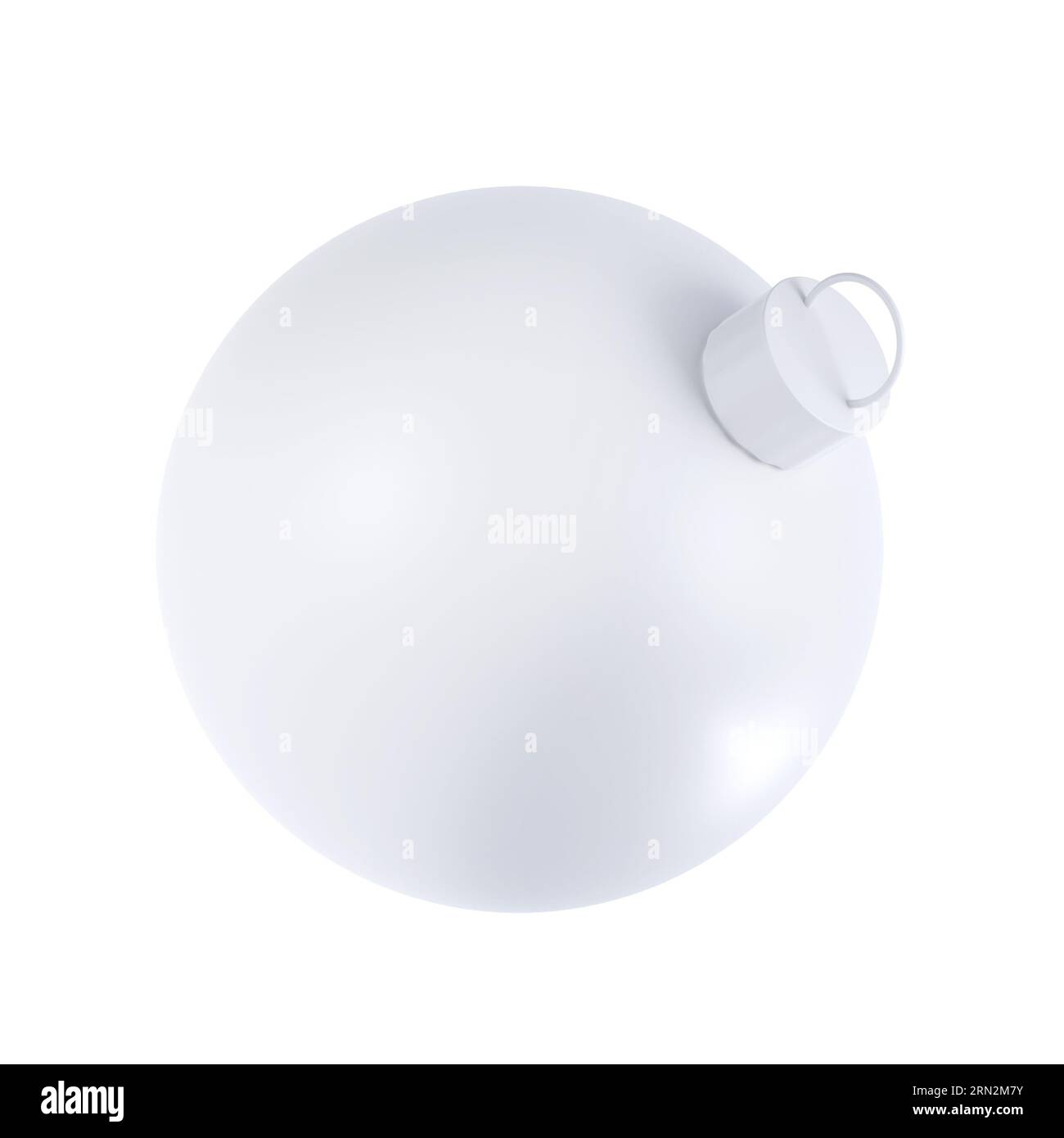 Icona della pallina di Natale con rendering 3d. Sfera bianca realistica con tracciato di ritaglio. Giocattolo natalizio per abete. Illustrazione delle festività Foto Stock