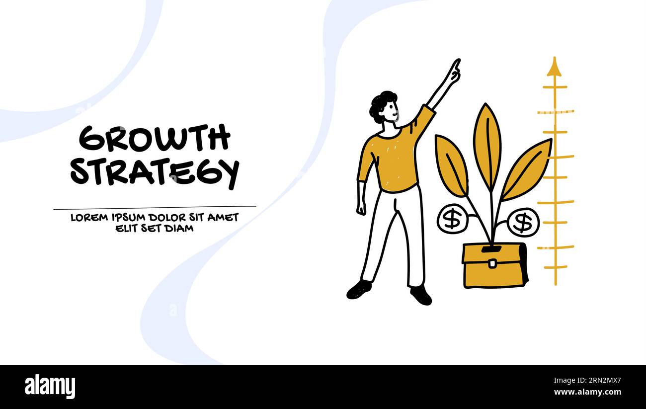 Concetto di strategia di crescita nelle finanze e negli investimenti Illustrazione Vettoriale