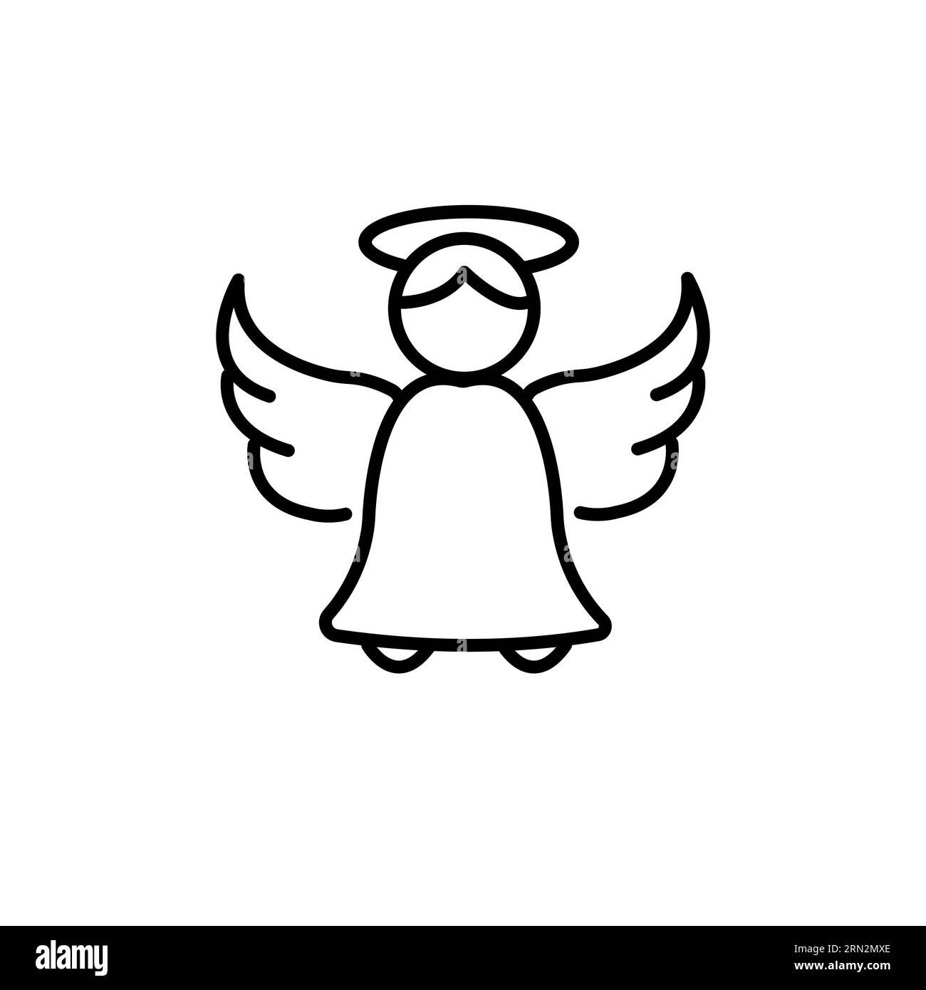 Icona linea angelo, icona stile contorno per sito Web o app mobile, festività e pasqua, icona vettore angelo santo, semplice illustrazione vettoriale, grafica vettoriale Illustrazione Vettoriale