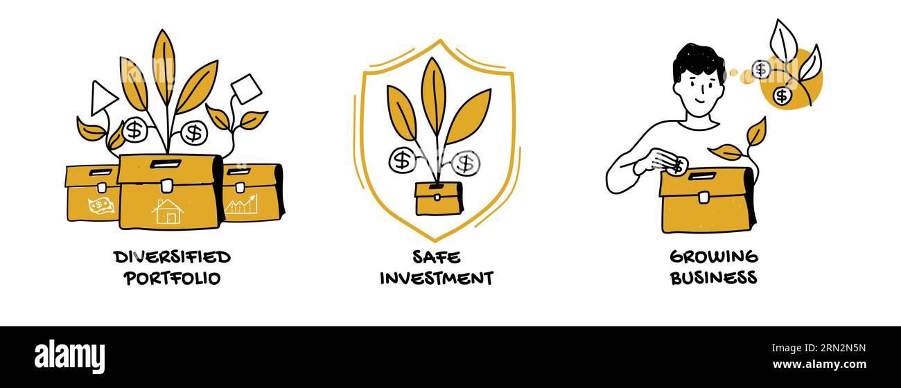 Strategia di investimento, costruire un sano concetto di futuro finanziario Illustrazione Vettoriale