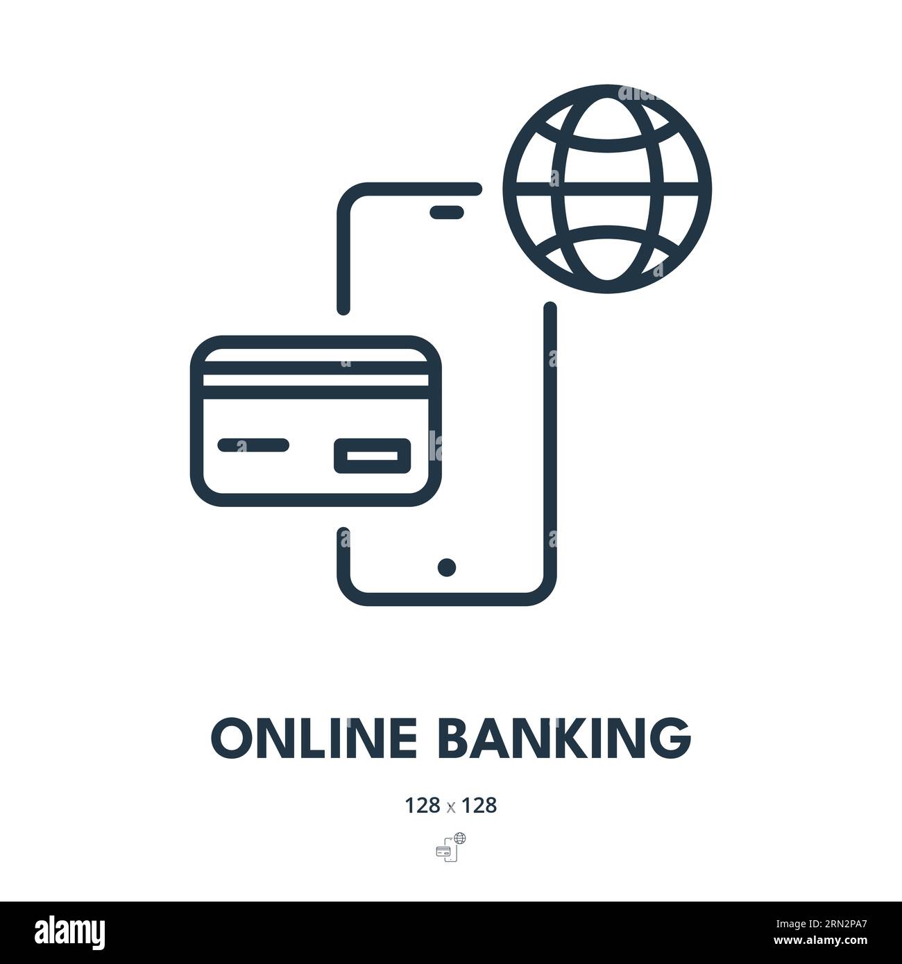 Icona Online Banking. Banca, digitale, portafoglio. Tratto modificabile. Icona vettore semplice Illustrazione Vettoriale