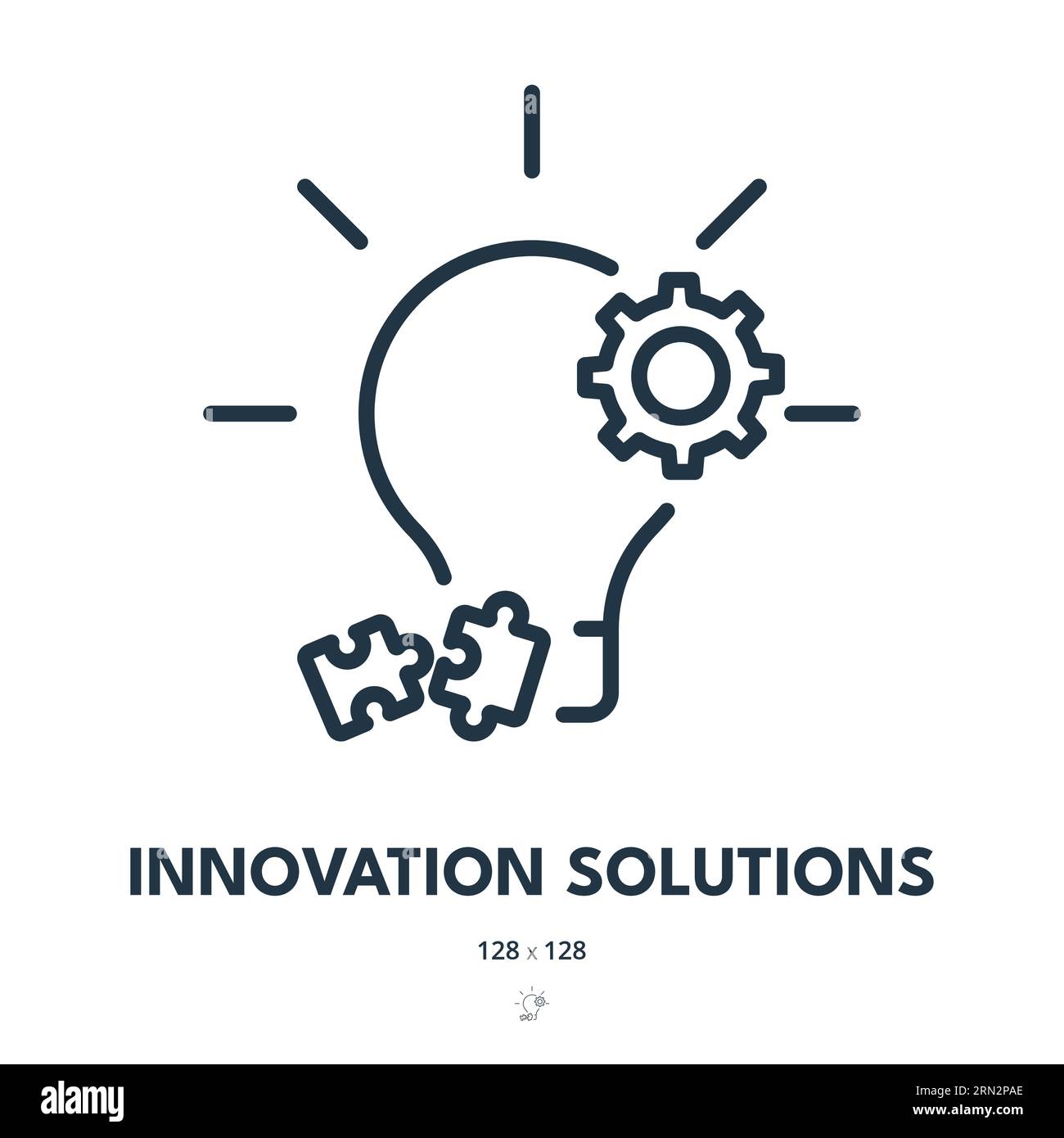 Soluzioni per l'innovazione - icona. Soluzione, creatività, idea. Tratto modificabile. Icona vettore semplice Illustrazione Vettoriale