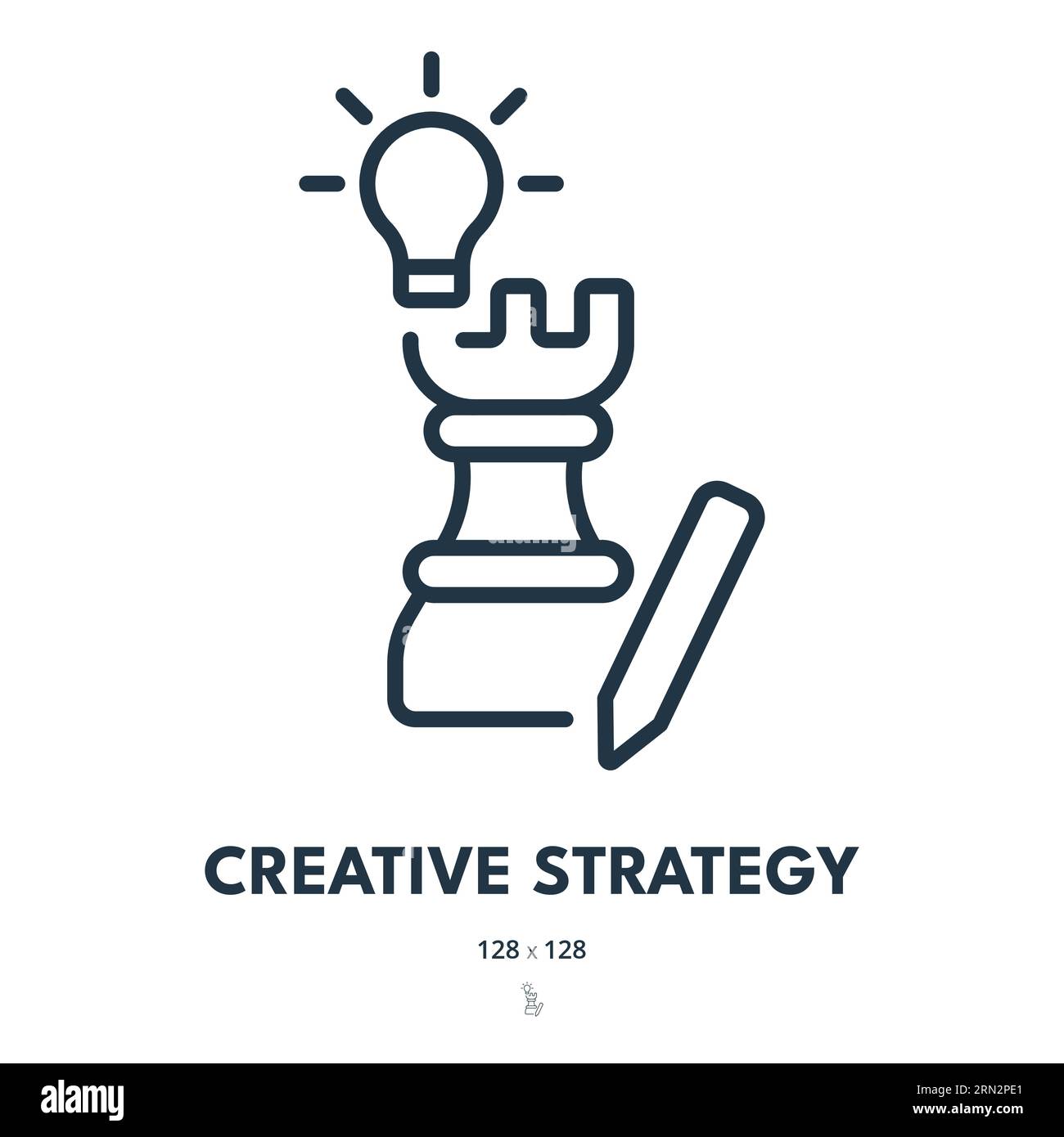 Icona strategia creativa. Soluzione, idea, creatività. Tratto modificabile. Icona vettore semplice Illustrazione Vettoriale