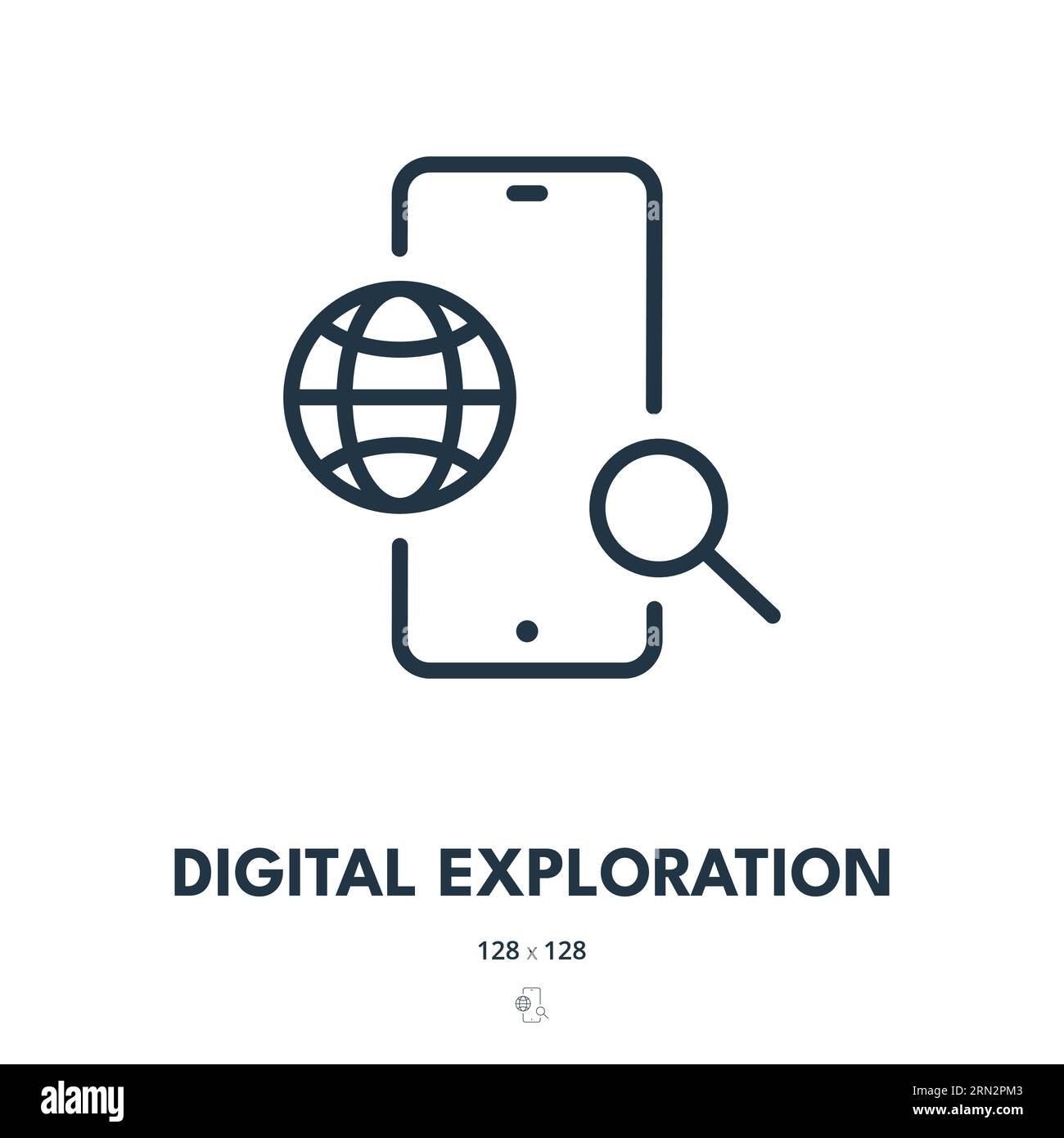 Icona esplorazione digitale. Internet, rete, Esplora. Tratto modificabile. Icona vettore semplice Illustrazione Vettoriale