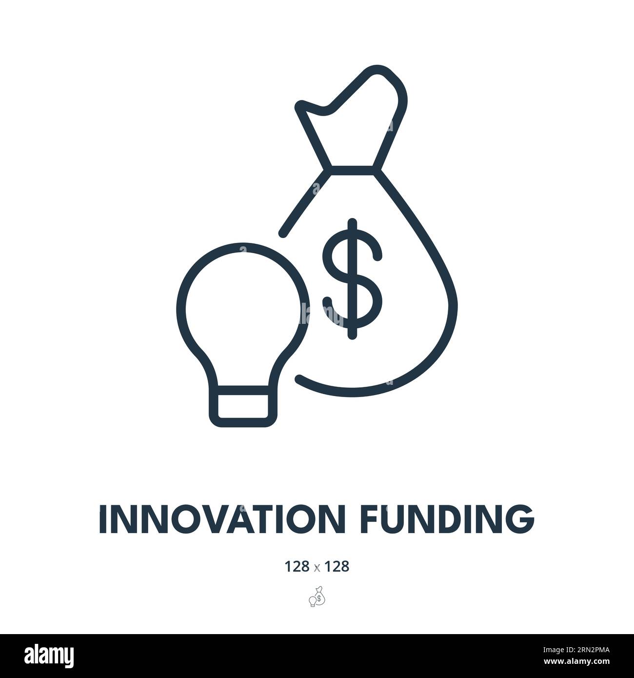 Icona del finanziamento dell'innovazione. Investimenti, crowdfunding, Start-up. Tratto modificabile. Icona vettore semplice Illustrazione Vettoriale