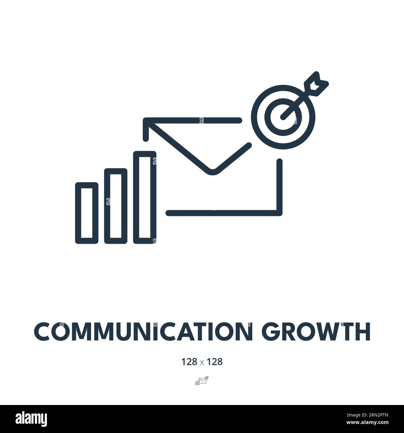 Icona di crescita della comunicazione. Conversazione, interazione, progresso. Tratto modificabile. Icona vettore semplice Illustrazione Vettoriale