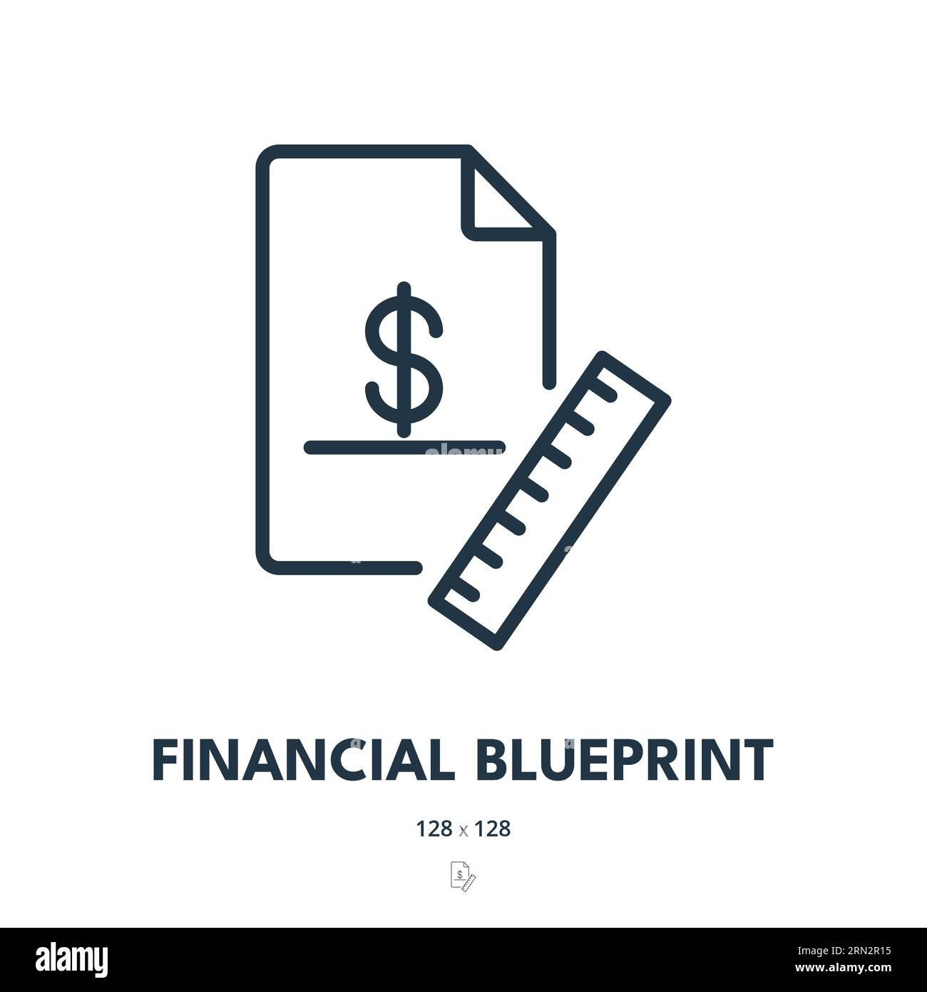 Icona Financial Blueprint. Finanza, piano, progetto. Tratto modificabile. Icona vettore semplice Illustrazione Vettoriale