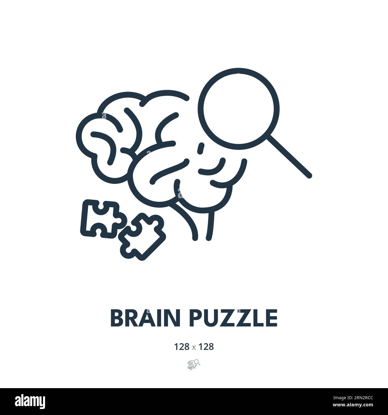Icona Brain Puzzle. Brainstorming, creatività, pensa. Tratto modificabile. Icona vettore semplice Illustrazione Vettoriale