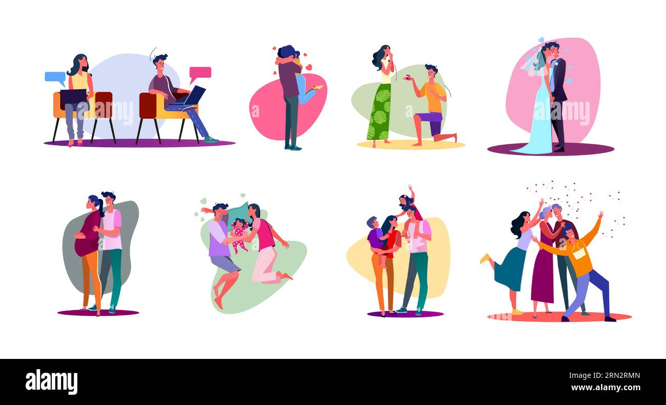 Set del ciclo di vita della famiglia Illustrazione Vettoriale