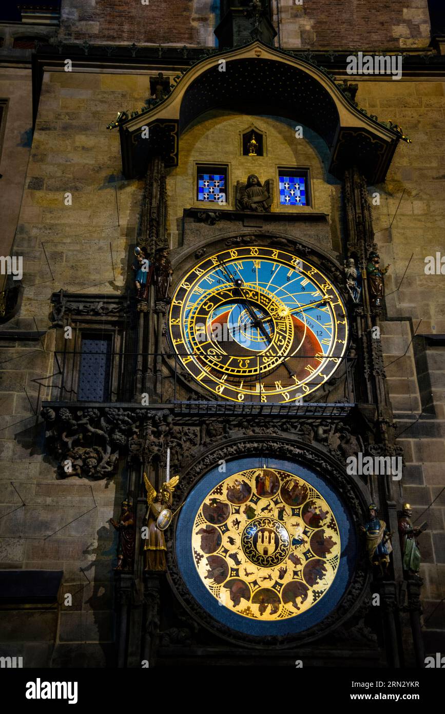 L'orologio astronomico o Prague Orloj a Praga, Repubblica Ceca. Foto Stock