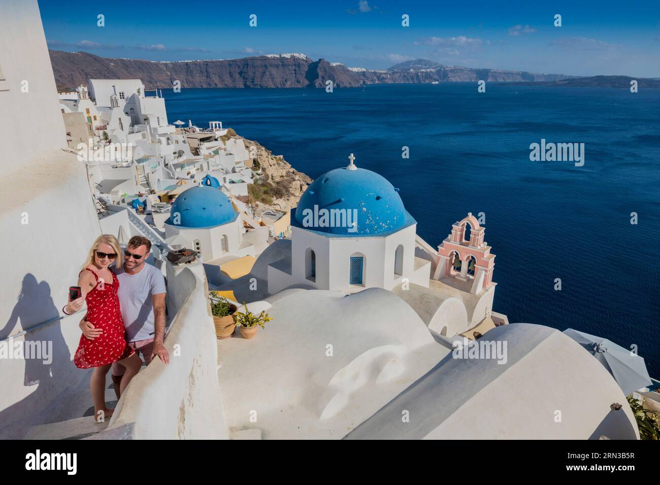 Grèce, arcipelago delle Cicladi, isola di Santorin, villaggio di Oia, tourits Foto Stock